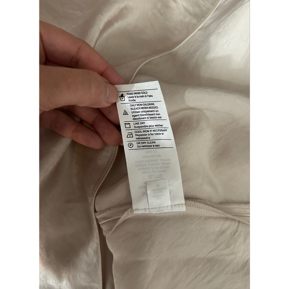 Vince Slip Midi Satin Skirt Size XL Ivory Off White Minimalist 90s Acetate - Picture 11 of 12